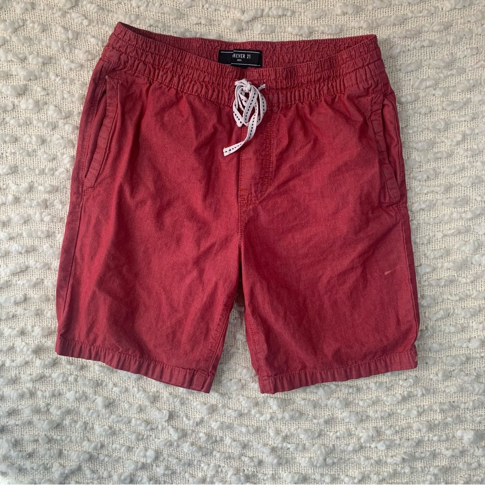 Forever 21 men’s XS elastic waist drawstring red‎ shorts stretch comfort outdoor
